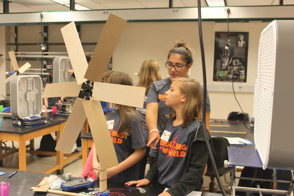 Student explores energy output with 6 wind turbine blades